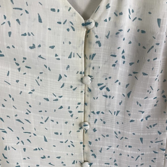 Mod Ref Maxi Button Up Dress Pattern Cream Blue Size Large - Picture 2 of 8